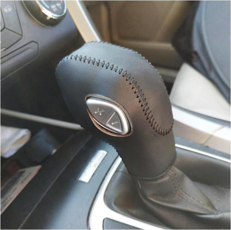 ACTOOLE Black Leather Gear Shift Knob Cover for Ford Focus 2012 2013 2014 2015 2016/ Ford Fiesta 2014 2015 2016 / Ford Fusion S/Fusion SE 2013 2014 2015 2016 / Fusion Gear Shift Cover/Accessories for Ford - Image 2